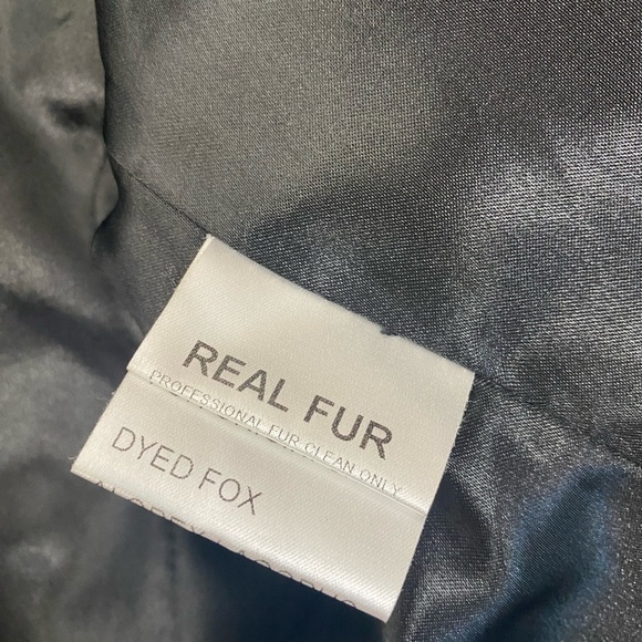 Glamourpuss Black Rabbit Fur Boxy Textured Jacket with Fox Fur Collar Medium - Picture 10 of 12